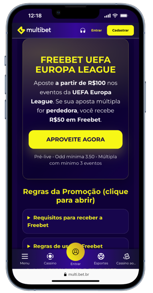 bônus Multibet: aposta grátis na UEFA Europa League