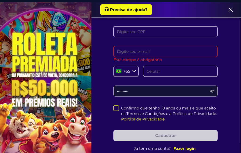 captura de tela de como se cadastrar na Multibet
