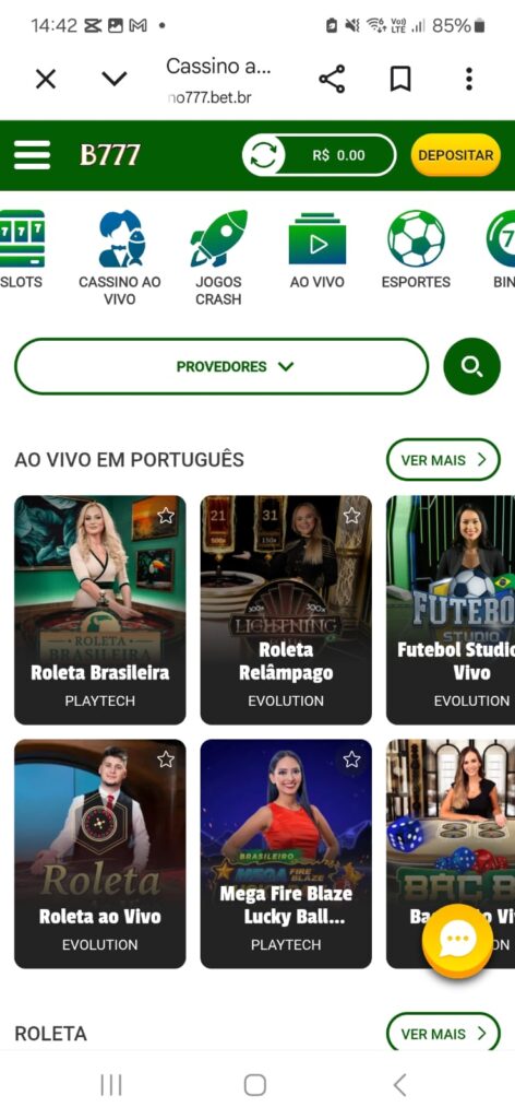 cassino ao vivo Brazino777