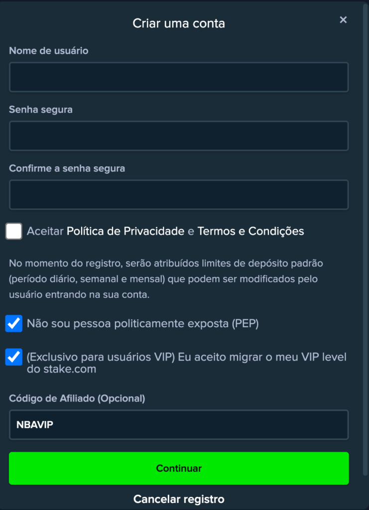 código promocional Stake: NBAVIP para usuários do Brasil