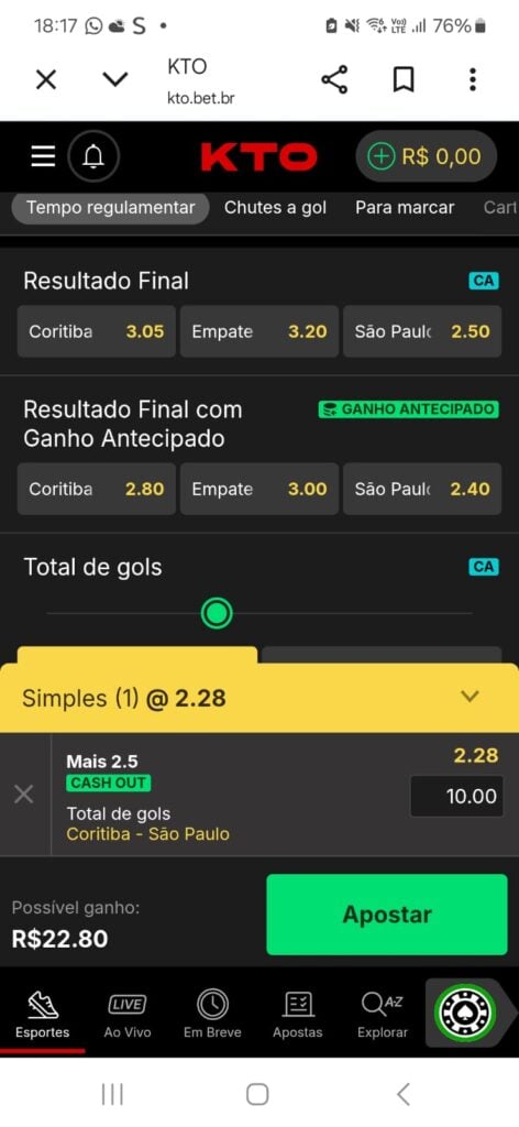 como apostar com o código KTO