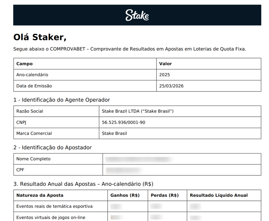 captura de tela do comprovabet da Stake