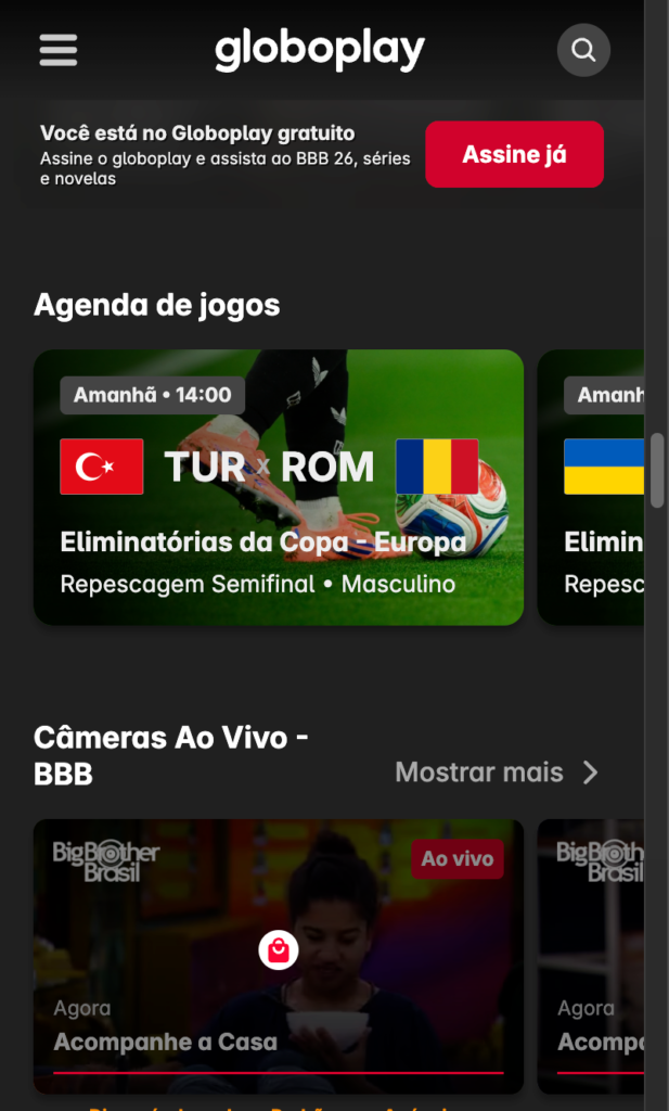 globoplay - aplicativo para assistir futebol ao vivo de graça