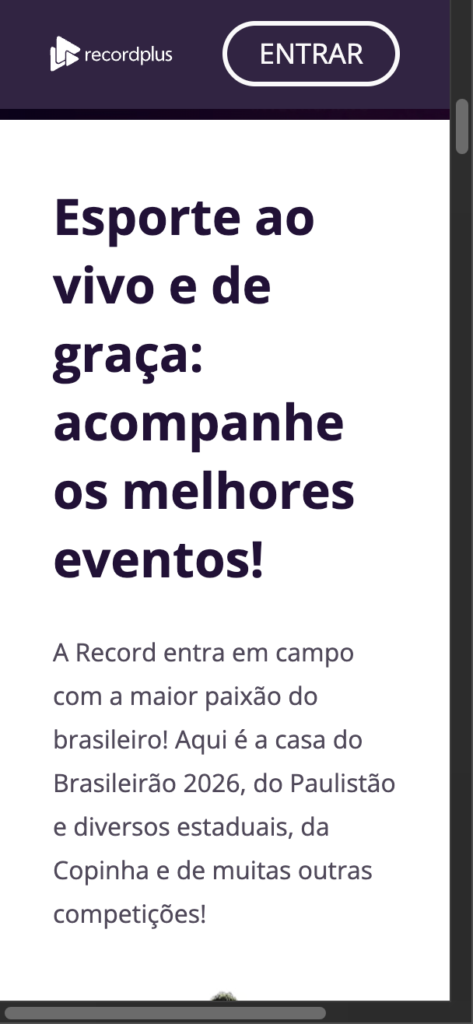 app Record Plus para assistir futebol