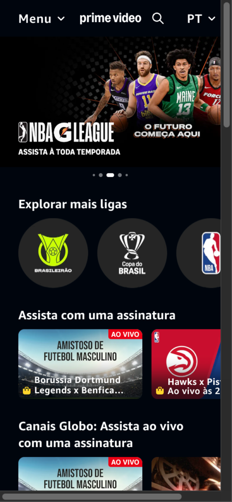 captura de tela da Amazon Prime - app para assistir futebol ao vivo