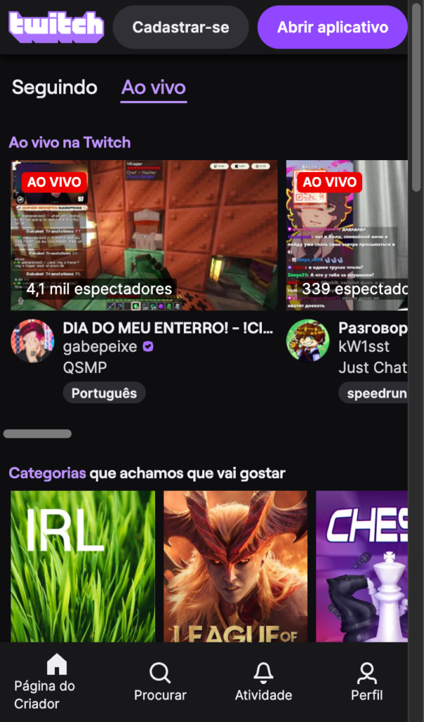 twitch app para assistir futebol de graça