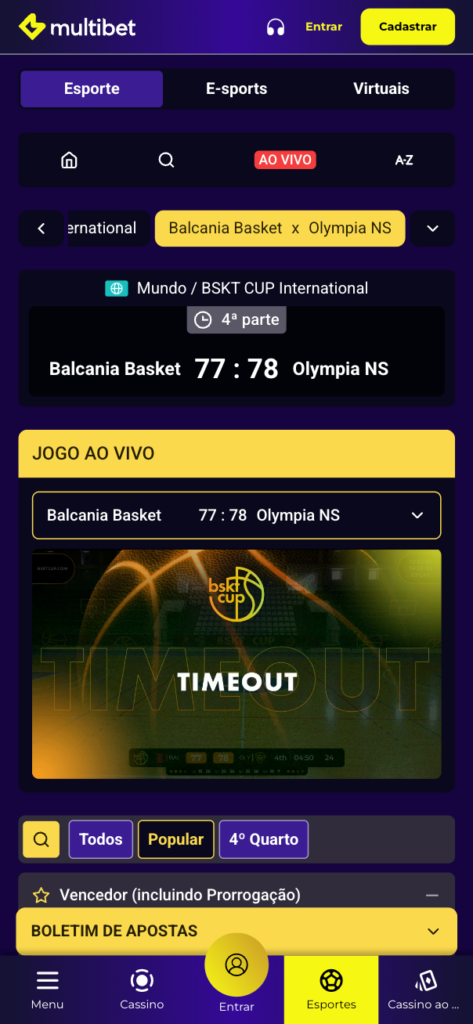 captura de tela do live stream da Multibet