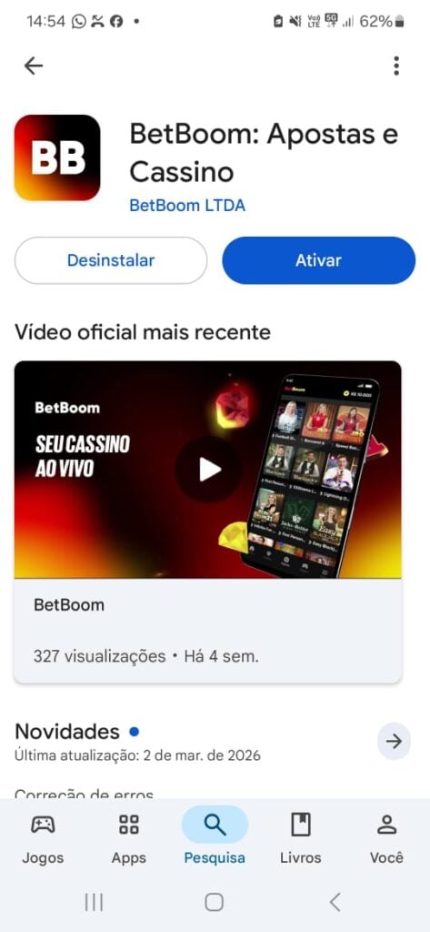 captura de tela do betboom app