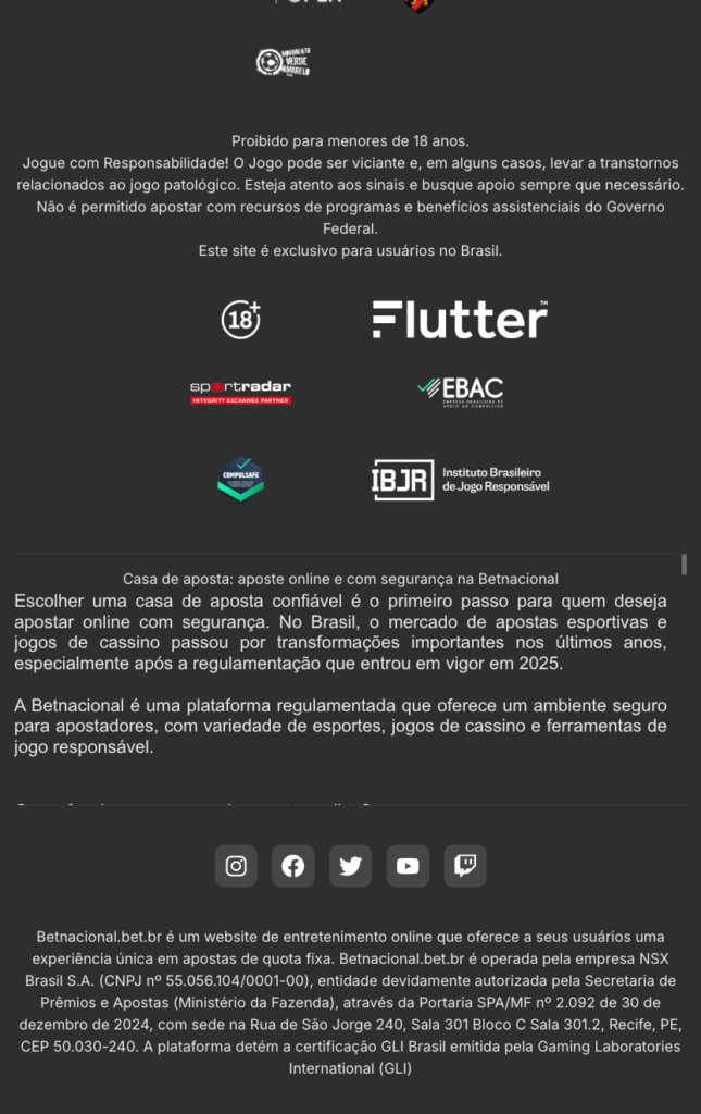 captura de tela do porque a Betnacional é confiável, com informações sobre a empresa