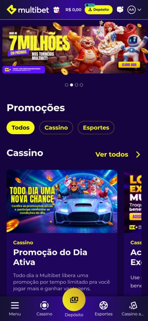 captura de tela com as promoções e bônus da Multibet
