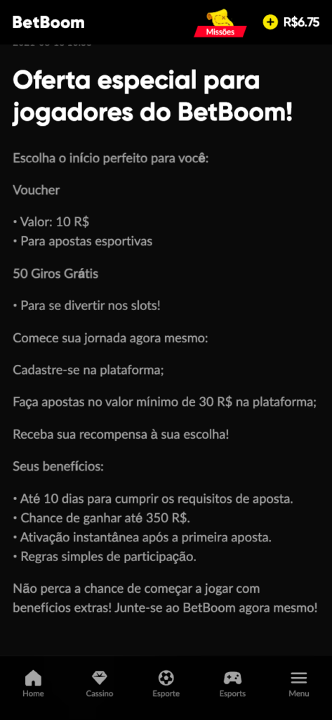 bônus BetBoom para novos jogadores