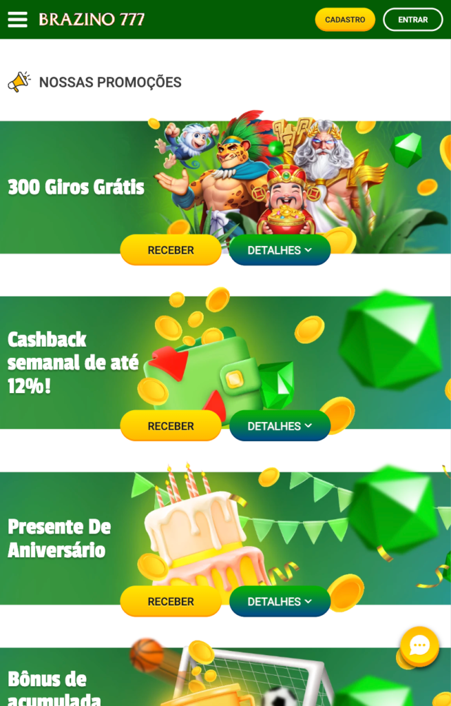 captura de tela dos bônus Brazino777