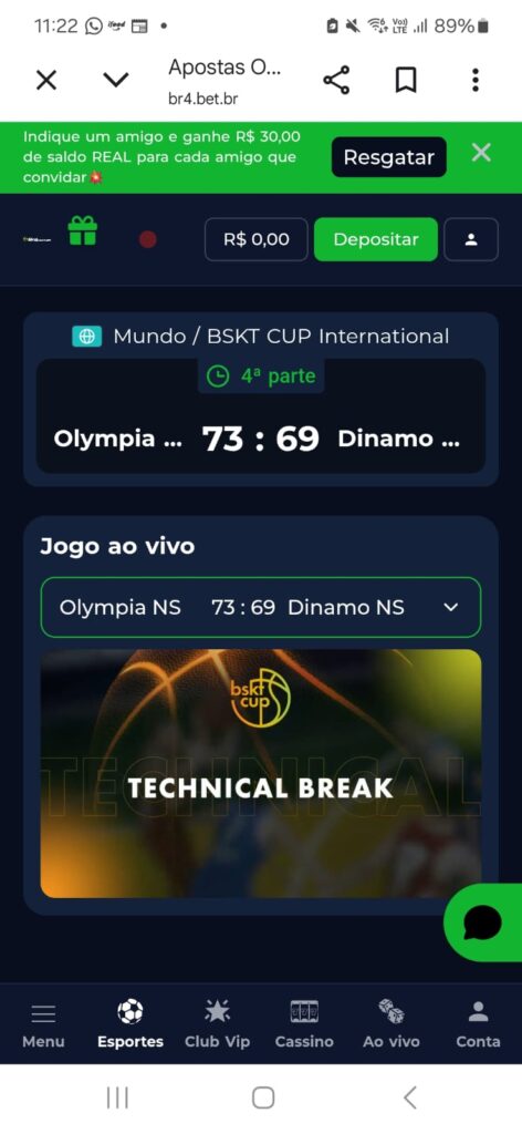 captura de tela da transmissão ao vivo da Br4bet