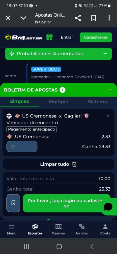 captura de tela do pagamento antecipado da Br4bet