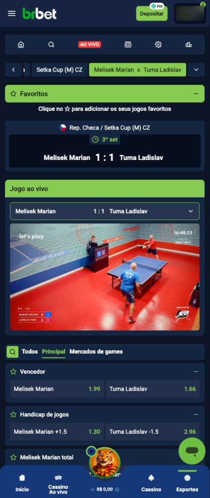 captura de tela da transmissão ao vivo na BRBET