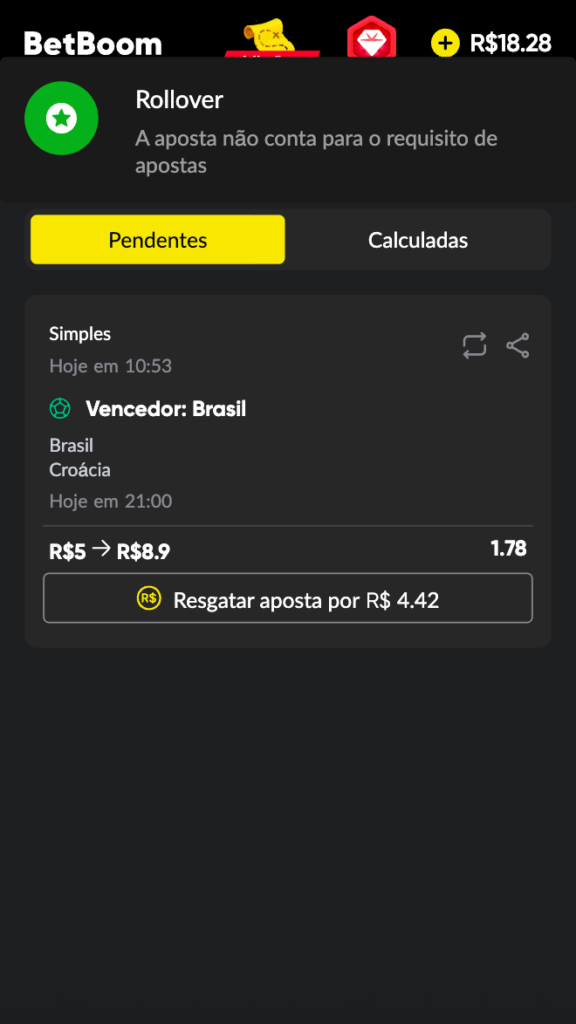 captura de tela do cash out na betboom