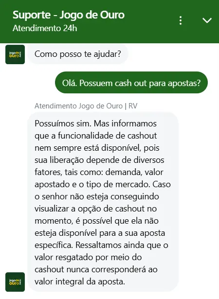 captura de tela do cashout na Jogo de Ouro