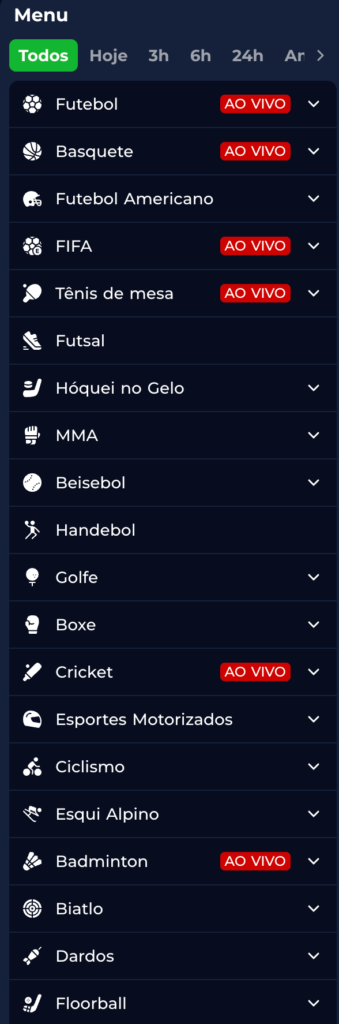 captura de tela mostrando a cobertura esportiva da Br4bet apostas