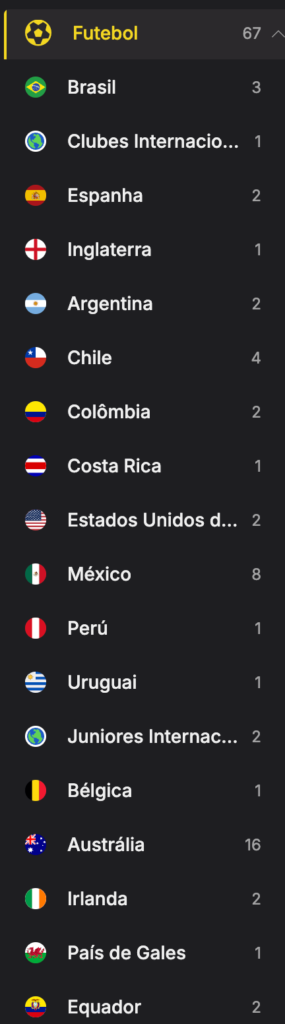 captura de tela da cobertura de futebol da Brazino777