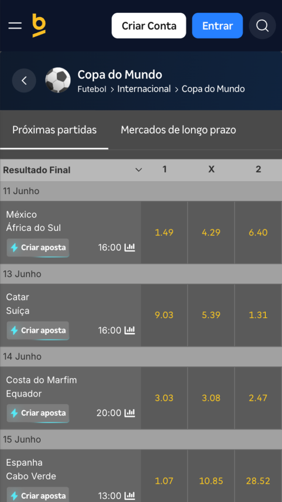 captura de tela da copa do mundo na betnacional