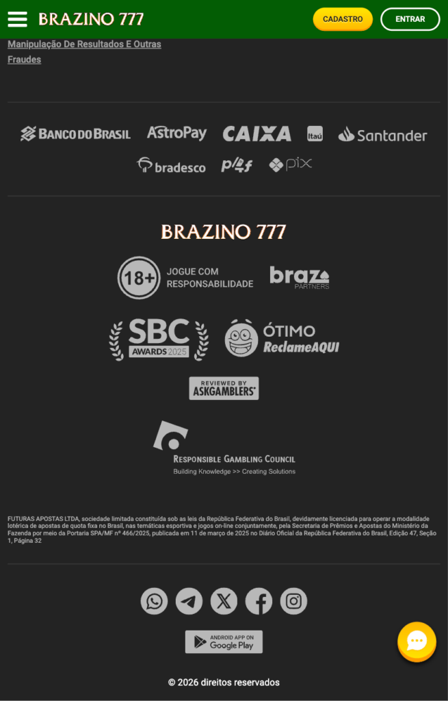 captura de tela dos detalhes da empresa Brazino777