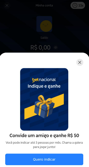 captura de tela do programa de indicação da Betnacional