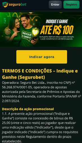 casa de aposta que paga por indicação: Segurobet