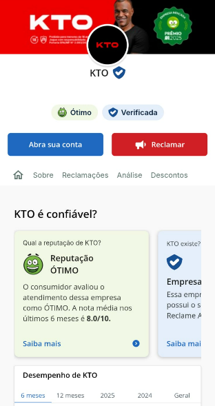 captura de tela da página da KTO no Reclame Aqui