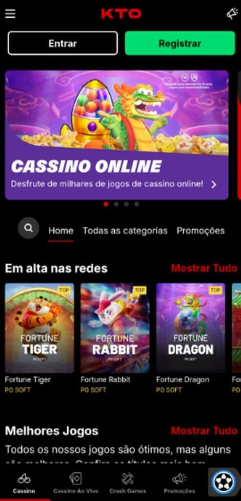 captura de tela do cassino KTO