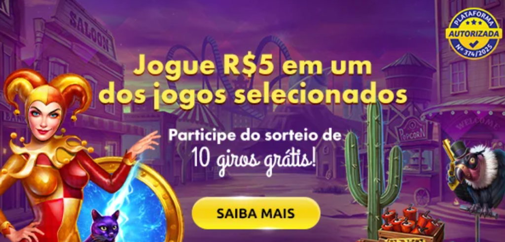 Ganhe 10 giros grátis na Bacana Play