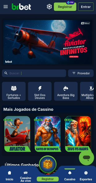 captura de tela do site mobile da BRBET