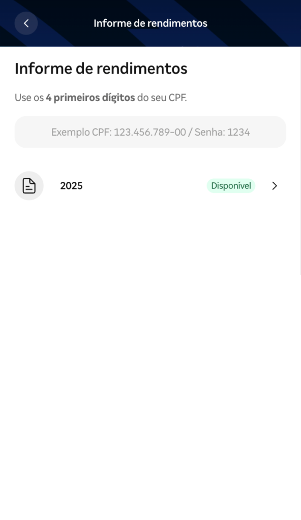 captura de tela do informe de rendimentos da Betnacional