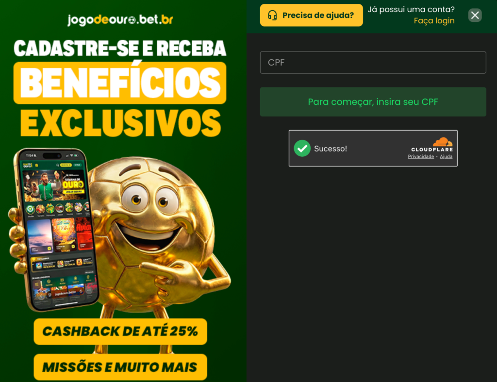 como se cadastrar e liberar bônus na Jogo de Ouro bet