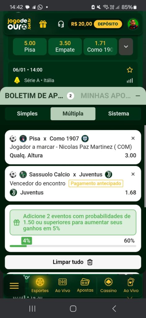 captura de tela do pagamento antecipado Jogo de Ouro