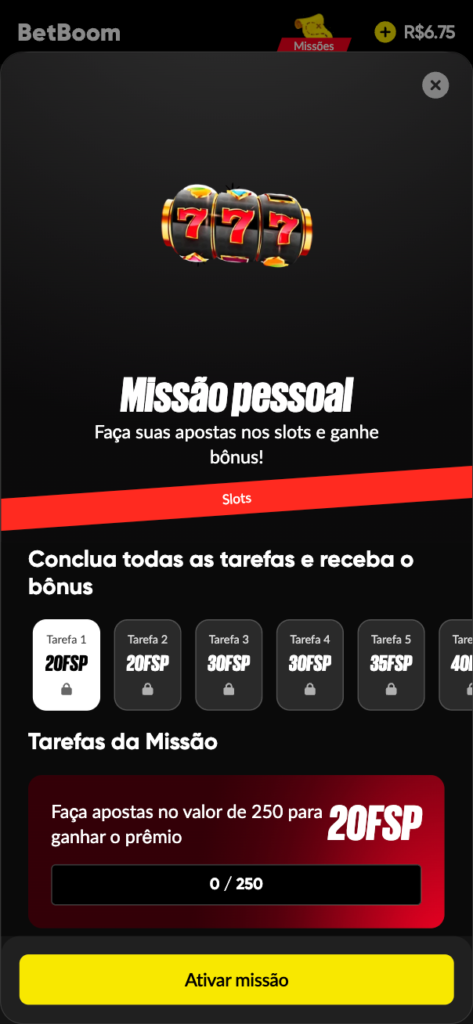 captura de tela de uma missão premiada BetBoom