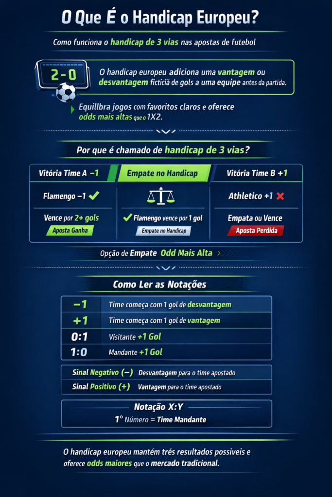 infográfico explicando o que é e como funciona o Handicap Europeu