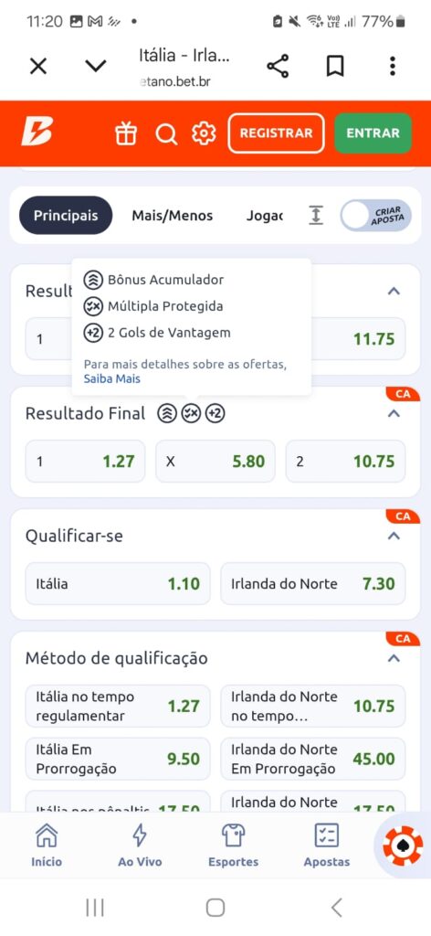 captura de tela do pagamento antecipado na Betano