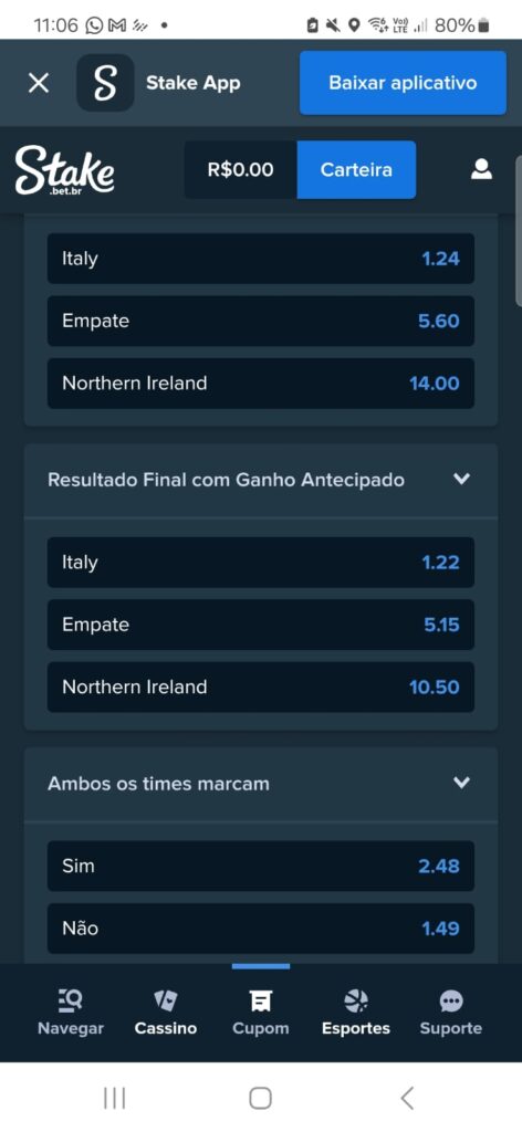 captura de tela do pagamento antecipado na Stake