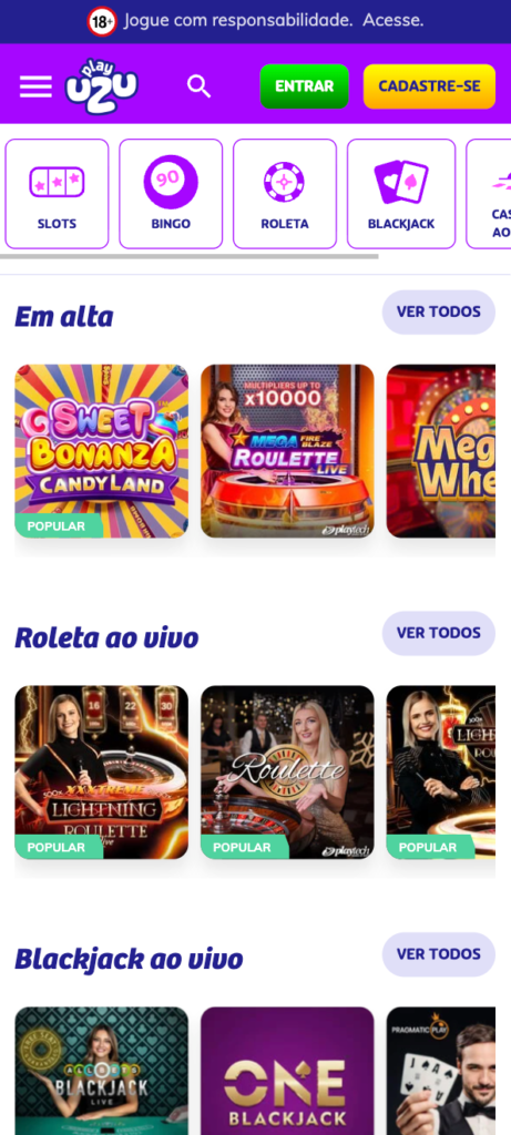 captura de tela do novo cassino online: PlayUZU