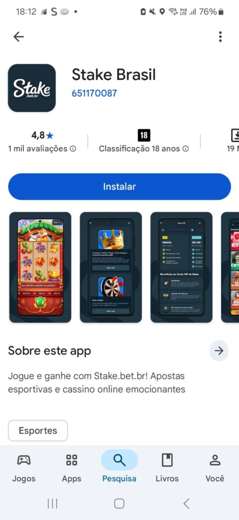 Screenshot της Stake app για smartphone