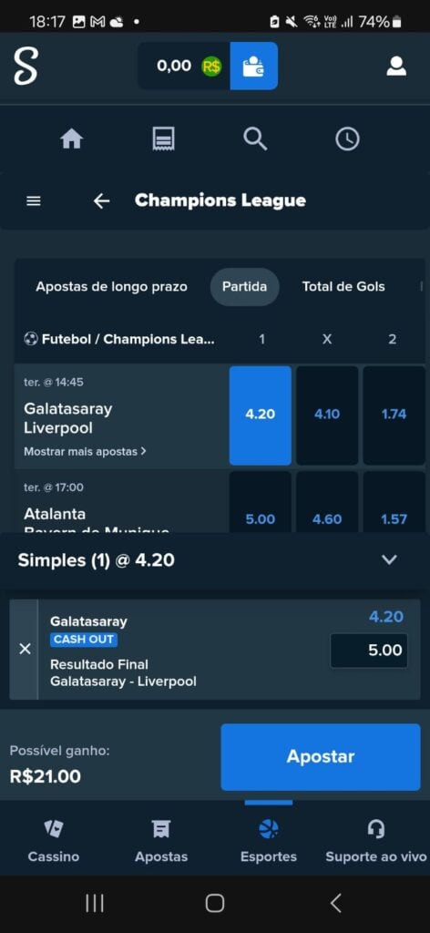 captura de tela de como apostar no aplicativo da Stake Brasil