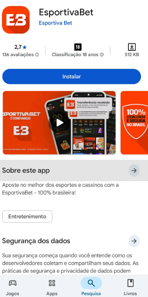 Imagem da tela para baixar o app Esportiva Bet