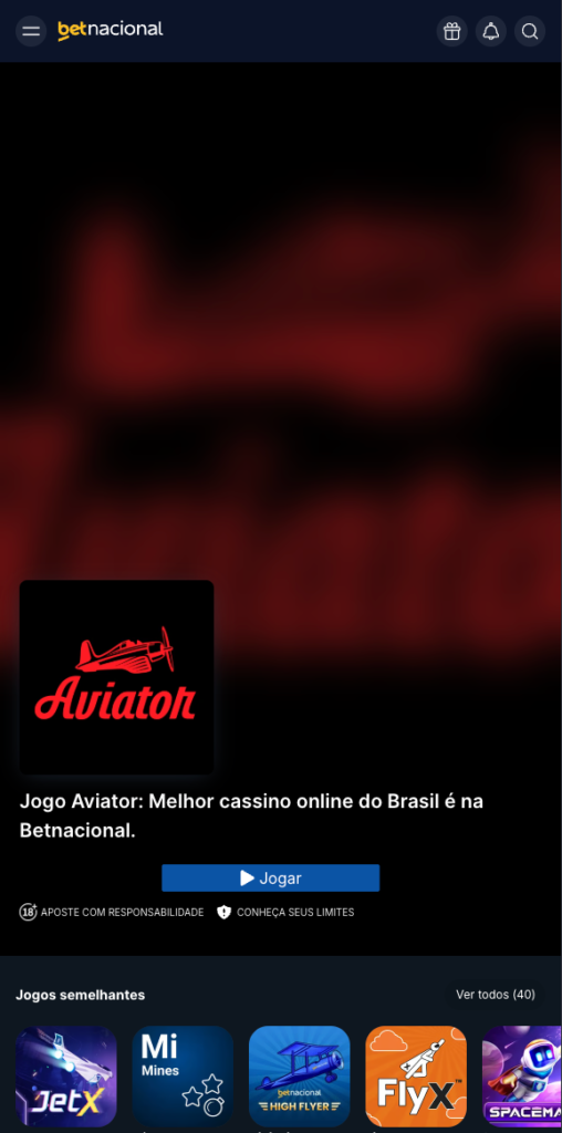 captura de tela do aviator na betnacional