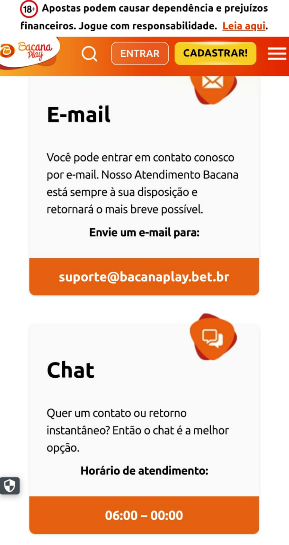 Tela do suporte na Bacana Play Brasil.
