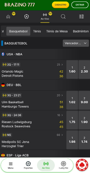 Apostas de basquete na Brazino777