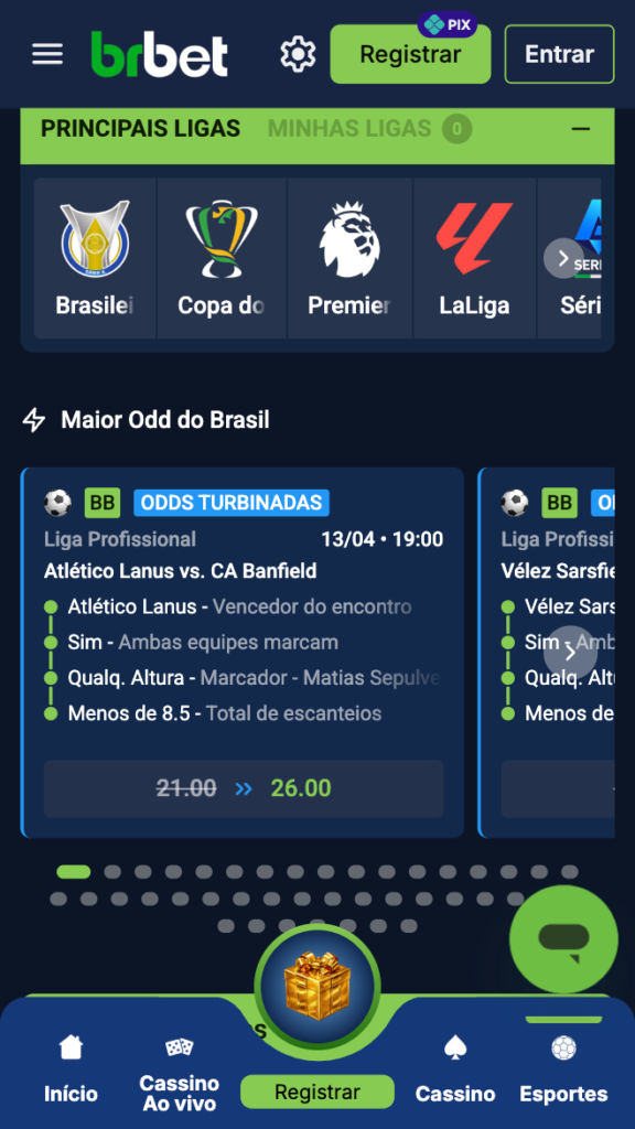 captura de tela das odds brbet