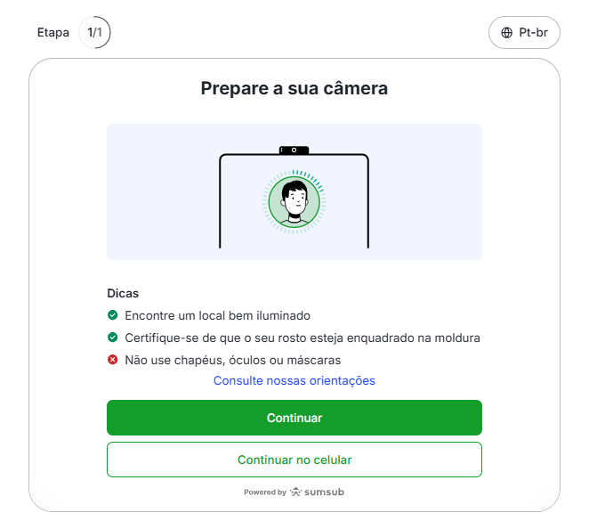 Verificação de identidade no cadastro Brazino777