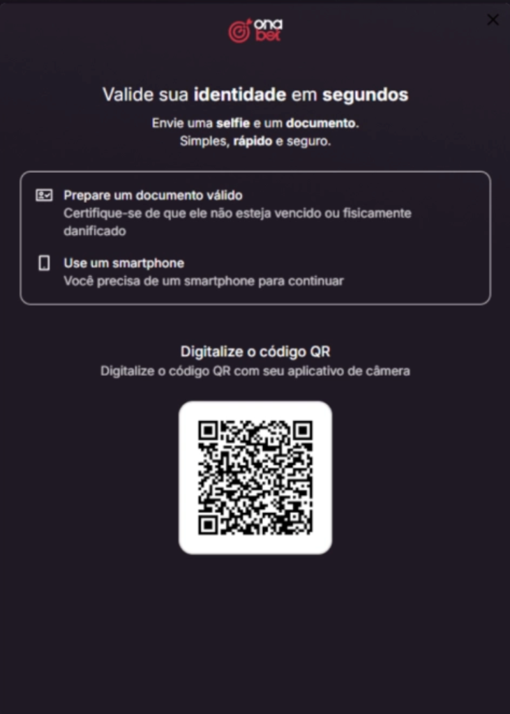 captura de tela verificação de identidade Onabet