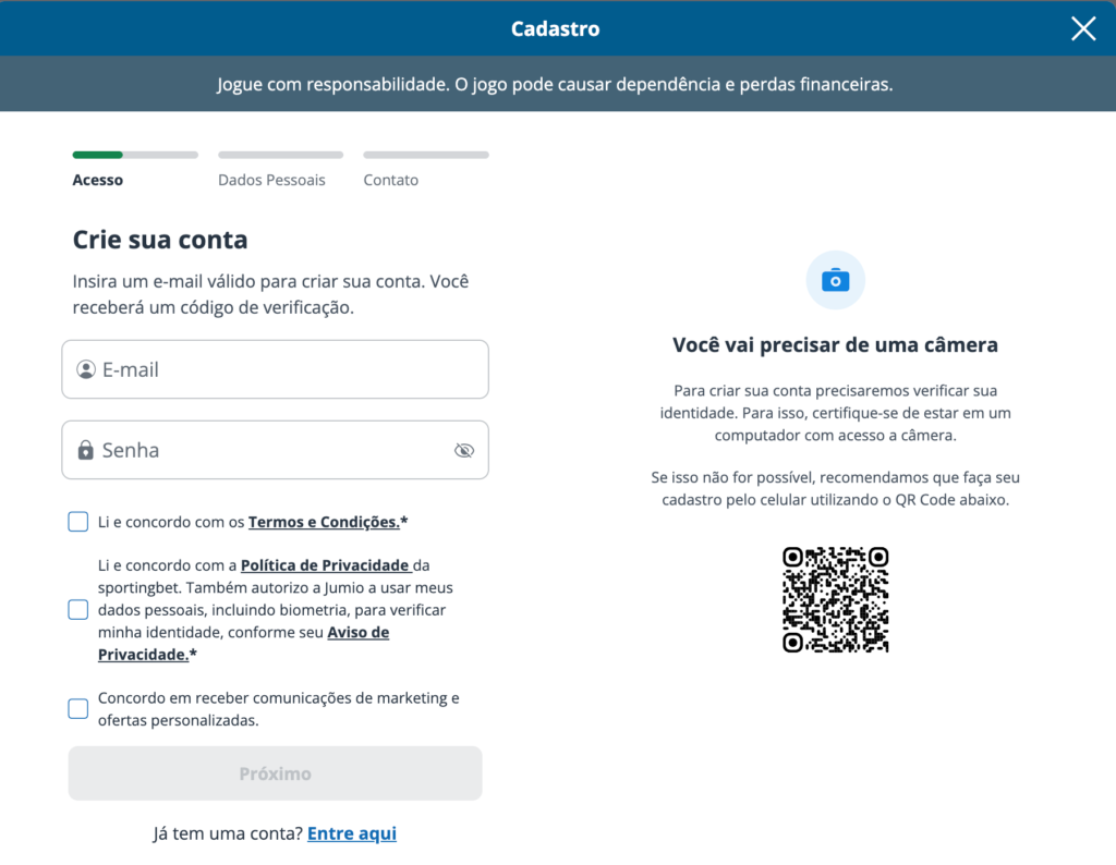 captura de tela de como ativar o código promocional Sportingbet