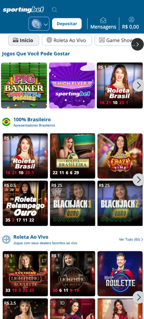 captura de tela do cassino ao vivo Sportingbet